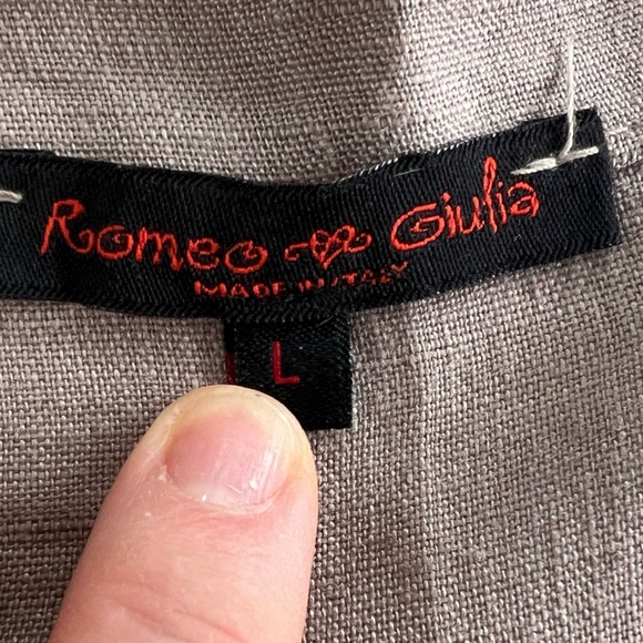 Women’s 100% Linen Romeo Giulia  Lace Button Down Lagen Look Top Made in Italy L - Picture 3 of 6